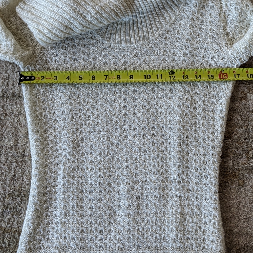 Apt. 9 White Ivory Metallic Open Knit Cowl Neck Sweater Women's Size Small - Picture 4 of 8